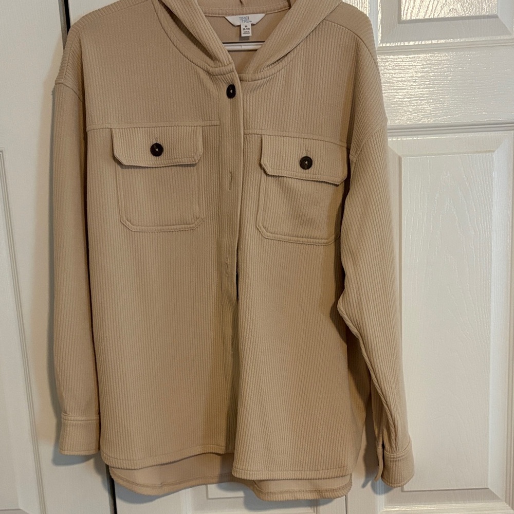 Time and Tru Neutral Beige Ribbed Knit Top